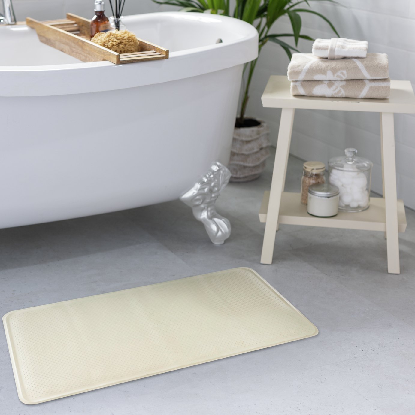 Croydex Antibacterial Bath Mat - Cream