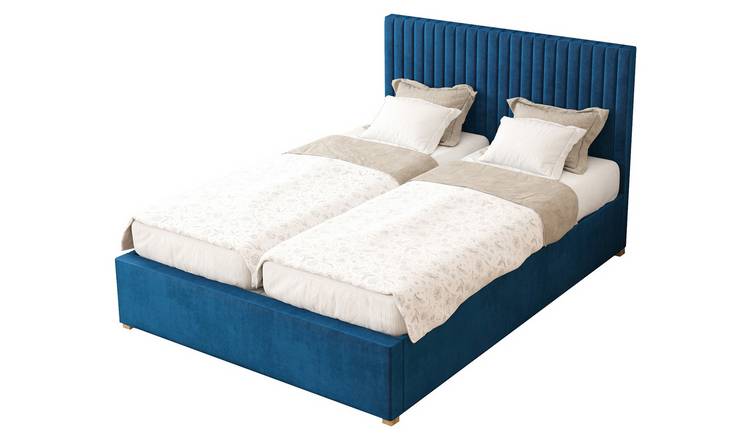 Aspire Superking Velvet Adjustable Bed with Mattress - Navy