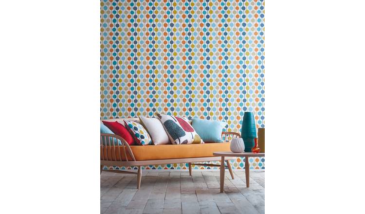 Scion Stripe and Circles Multicoloured Wallpaper