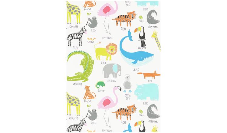 Scion Animated Zoo Animals Multicolour Kid's Wallpaper