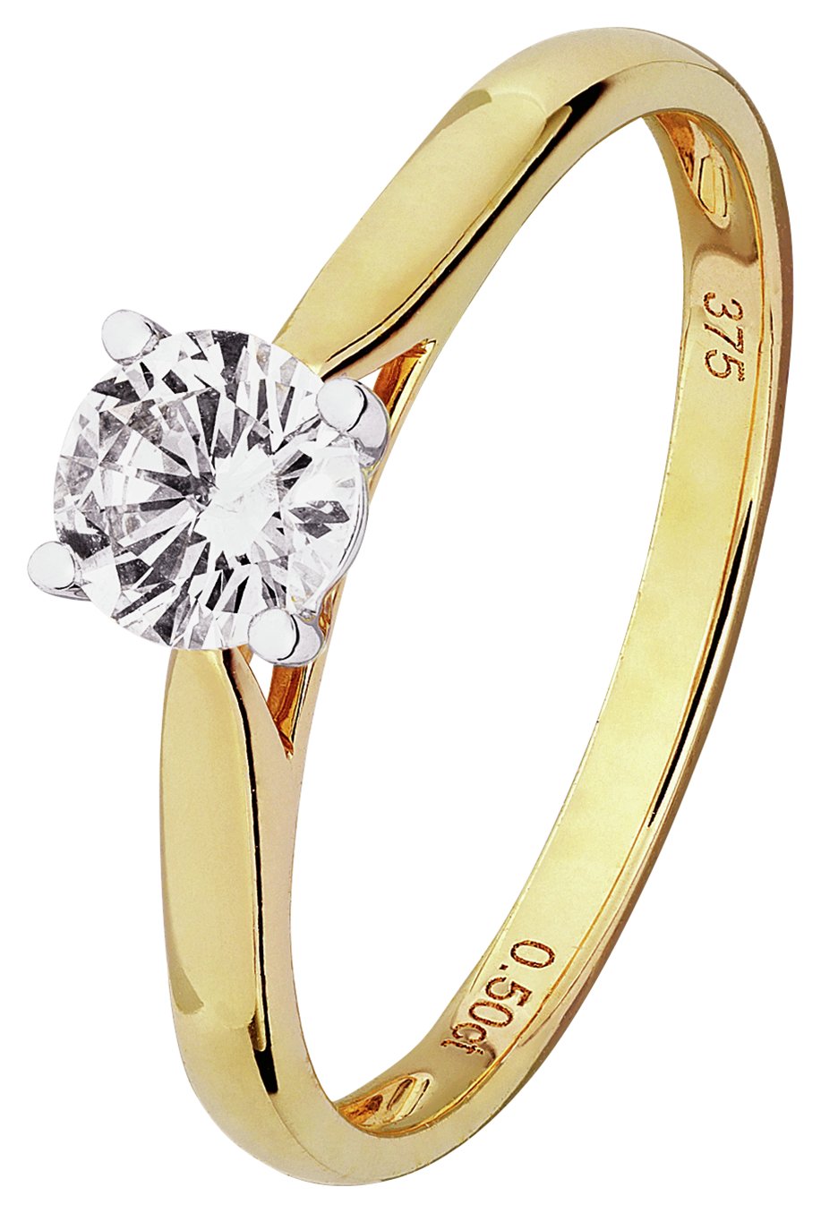 Revere 9ct Gold 0.50ct Diamond Soitaire Engagement Ring - Q