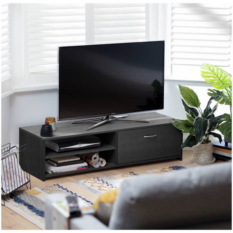 Argos Home Squares 1 Drawer TV Unit - Black 0