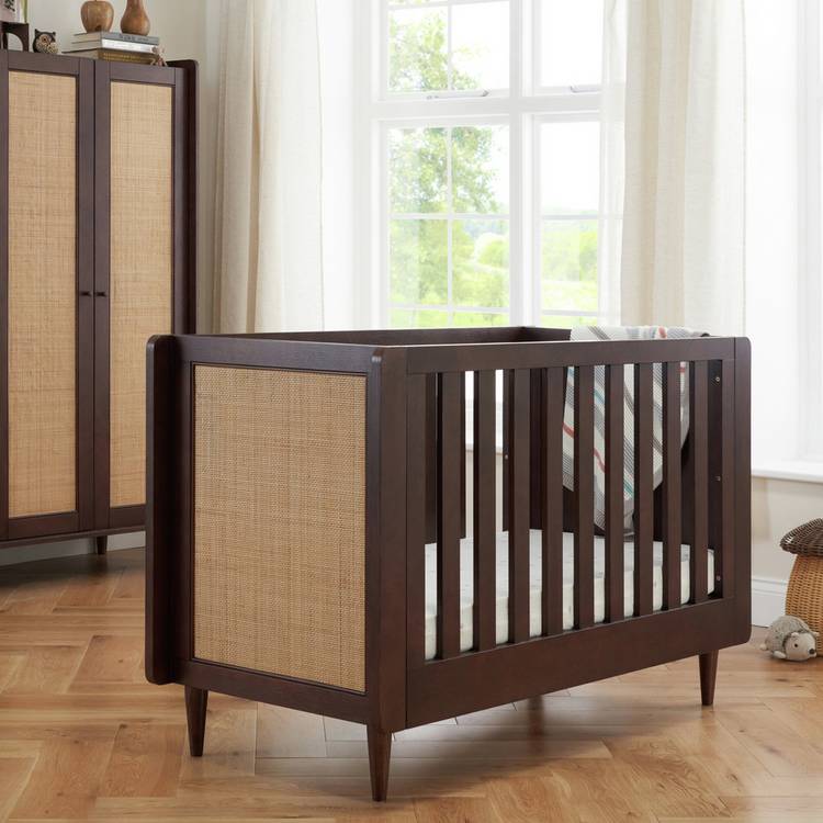 Tutti Bambini Japandi Mini Cot Bed - Walnut 0