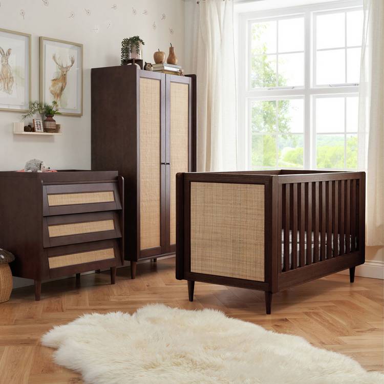 Tutti Bambini Japandi 3 Piece Nursery Furniture Set - Walnut 0