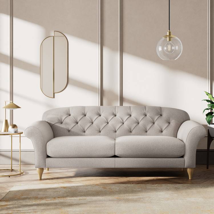 Habitat Brooker Fabric 4 Seater Sofa - Stone - Ash Leg 0