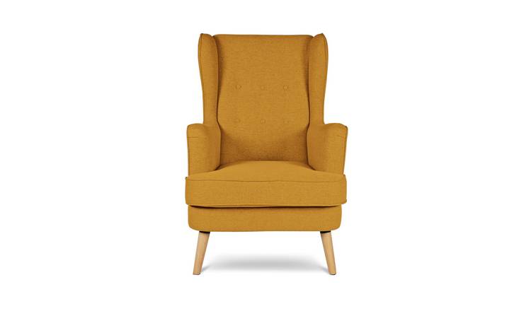 Habitat Callie Self Assembly Fabric Wingback Armchair-Yellow