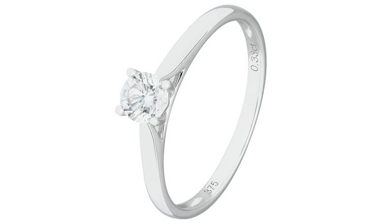 Revere 9ct White Gold 0.33ct Diamond Engagement Ring - Q