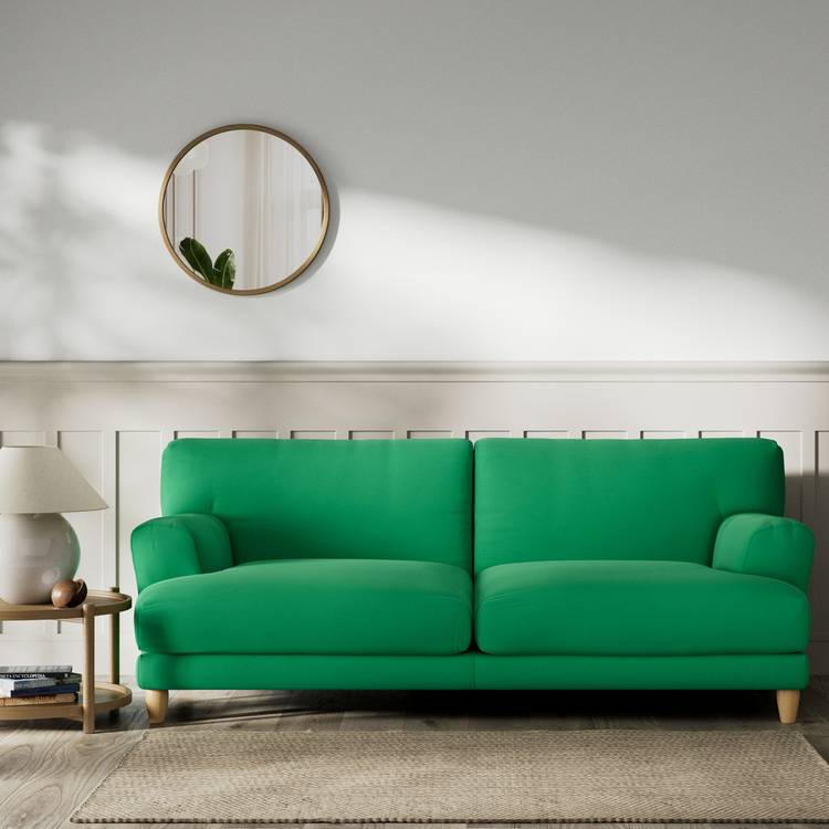 Habitat Askem Fabric 3 Seater Sofa - Emerald Green - Ash Leg 0