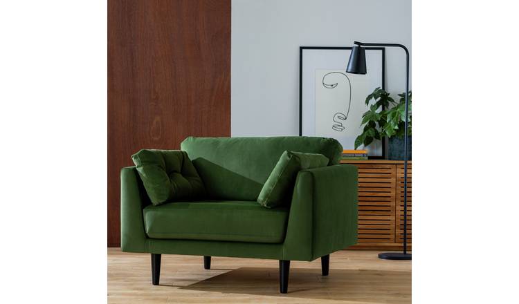 Habitat Kleo Fabric Cuddle Chair - Forest Green
