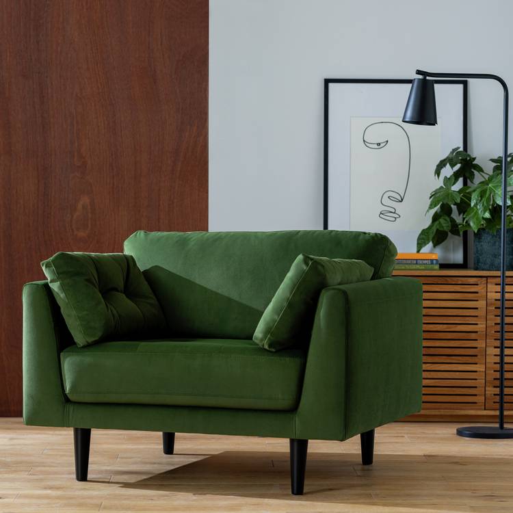 Habitat Kleo Fabric Cuddle Chair - Forest Green 0