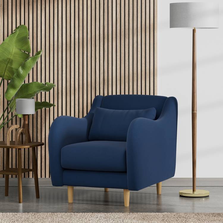 Habitat Turnmill Fabric Armchair - Navy - Ash Leg 0