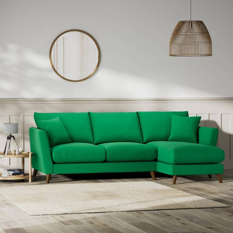 Habitat Lomond Right Hand Corner Sofa - Green - Dark Leg 0
