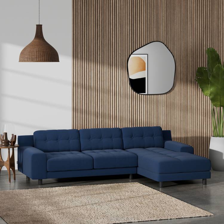 Habitat Hendricks Right Hand Corner Sofa - Navy - Black Leg 0
