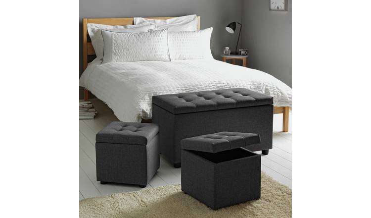 Argos Home Wendover Fabric Ottoman with Stools - Grey