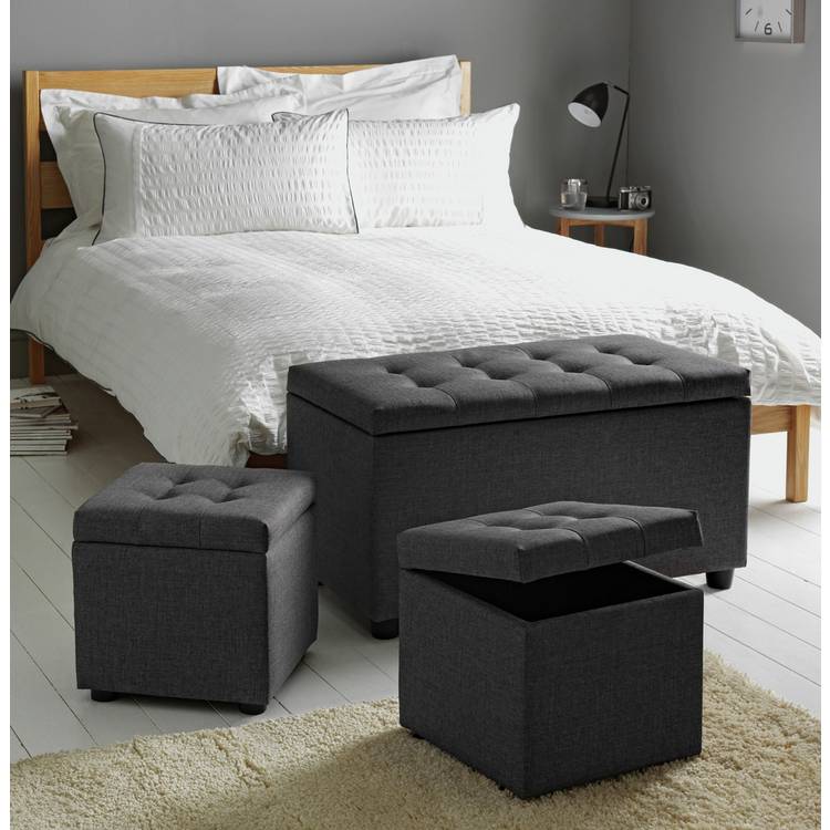 Argos Home Wendover Fabric Ottoman with Stools - Grey 0