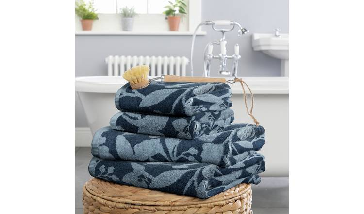 Habitat Foliage 4 Piece Towel Bale - Navy