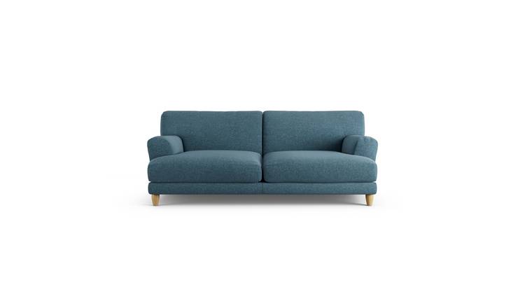 Habitat Askem Fabric 3 Seater Sofa - Blue - Ash Leg