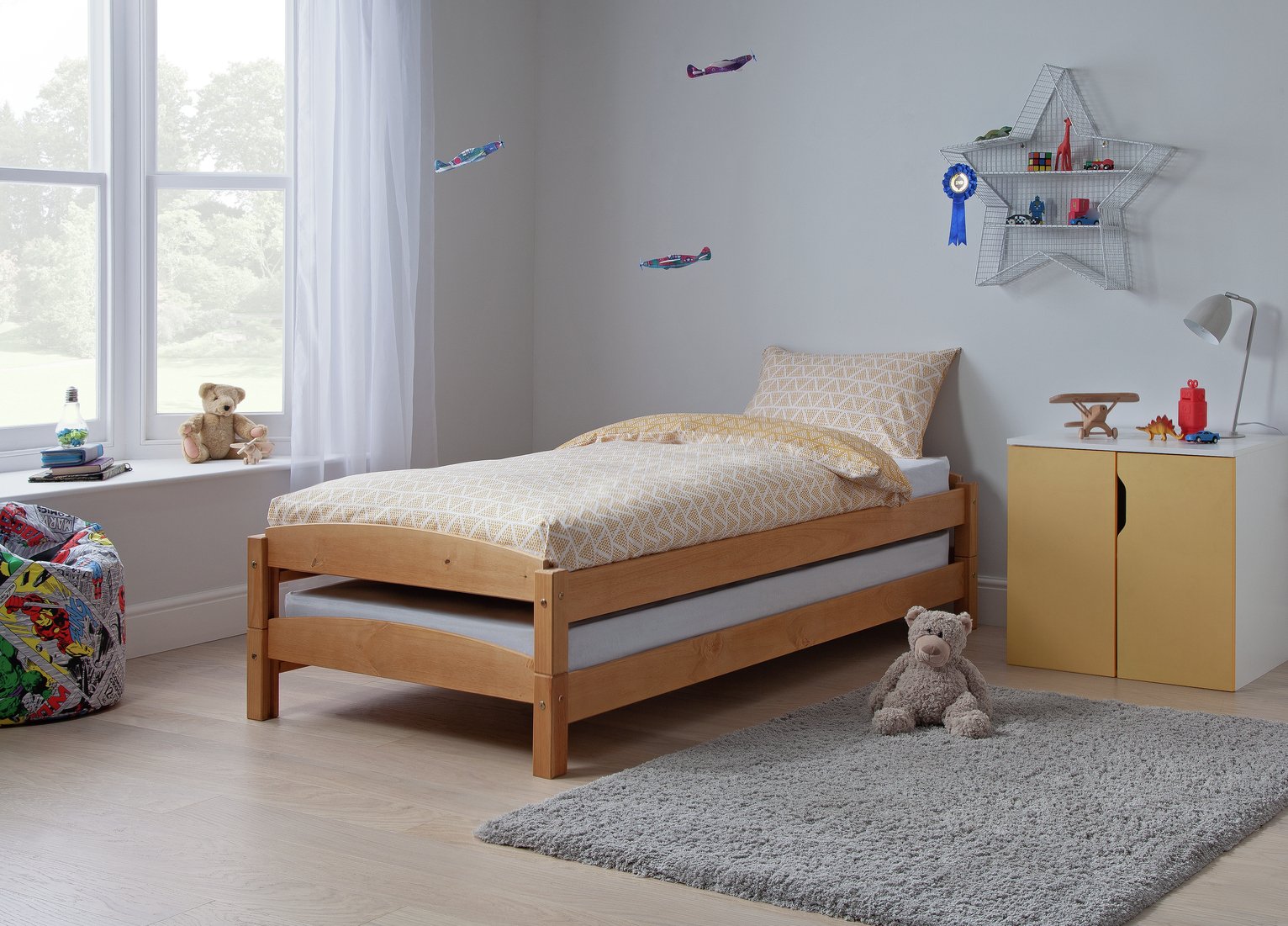 Argos Home Stakka II Guestbed and 2 Mattresses - Pine