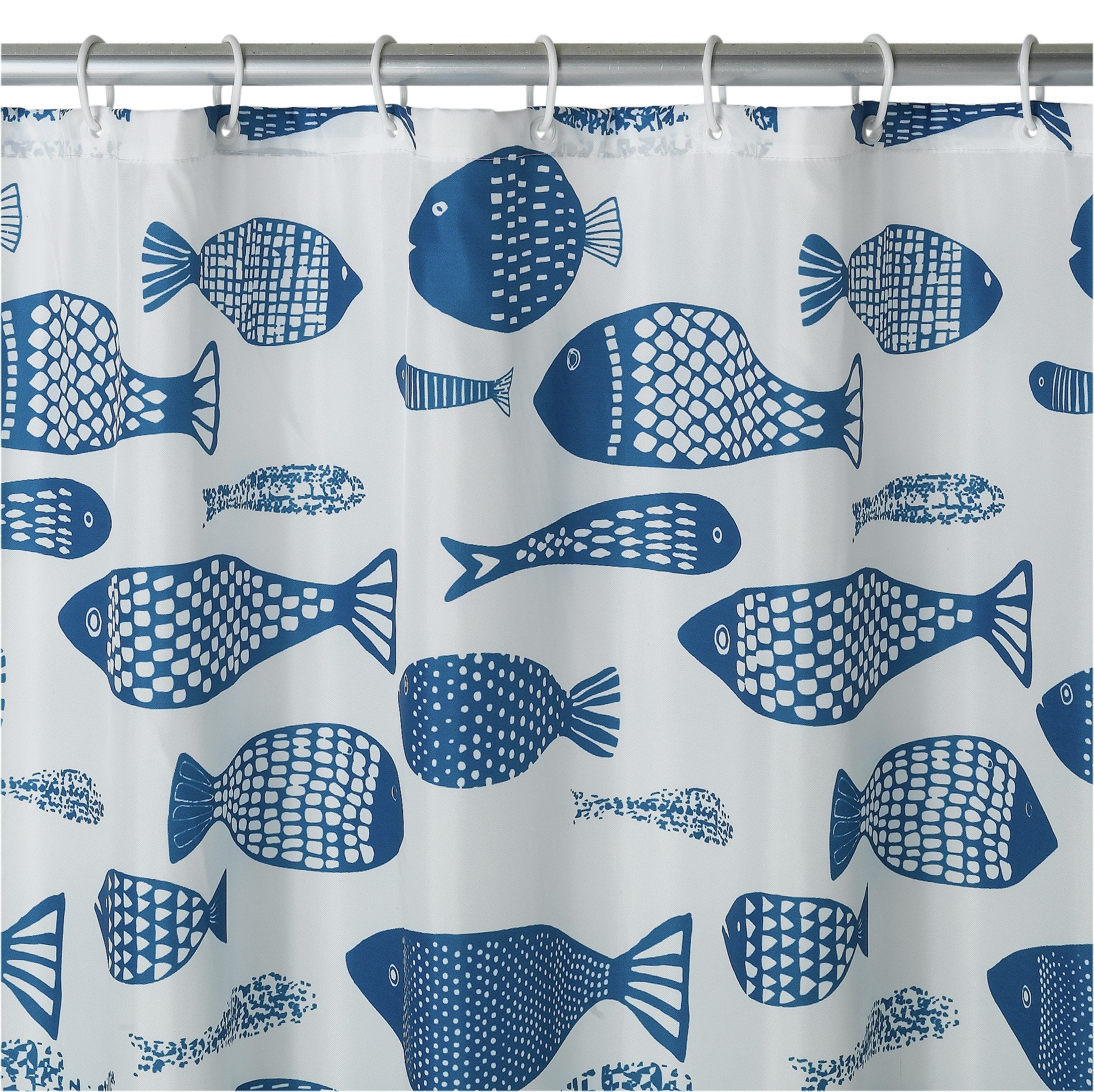 Argos Home Fish Mould Resistant Shower Curtain - Blue/ White