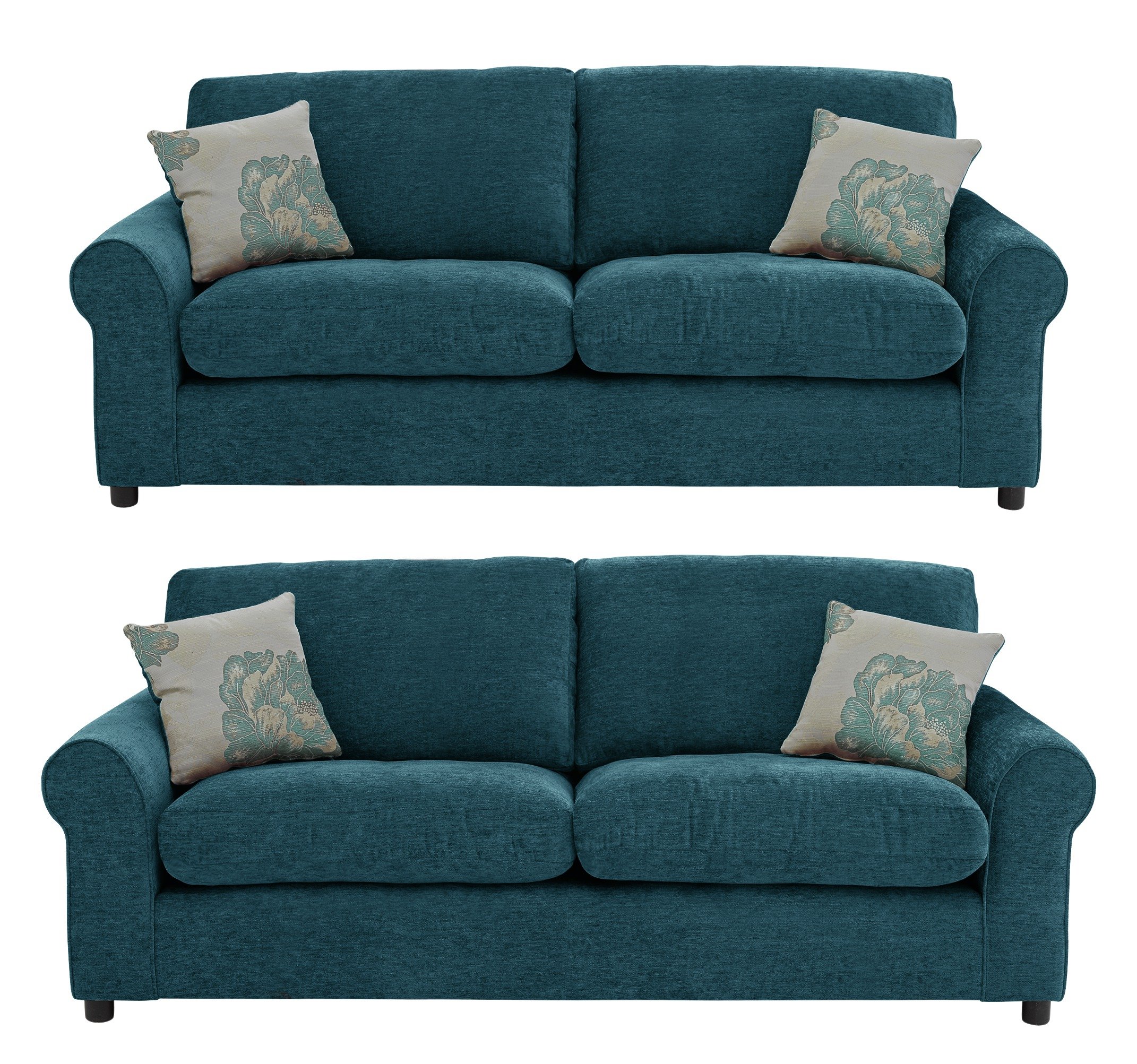 Argos Home Tessa Fabric Pair of 3 Seater Sofas - Teal