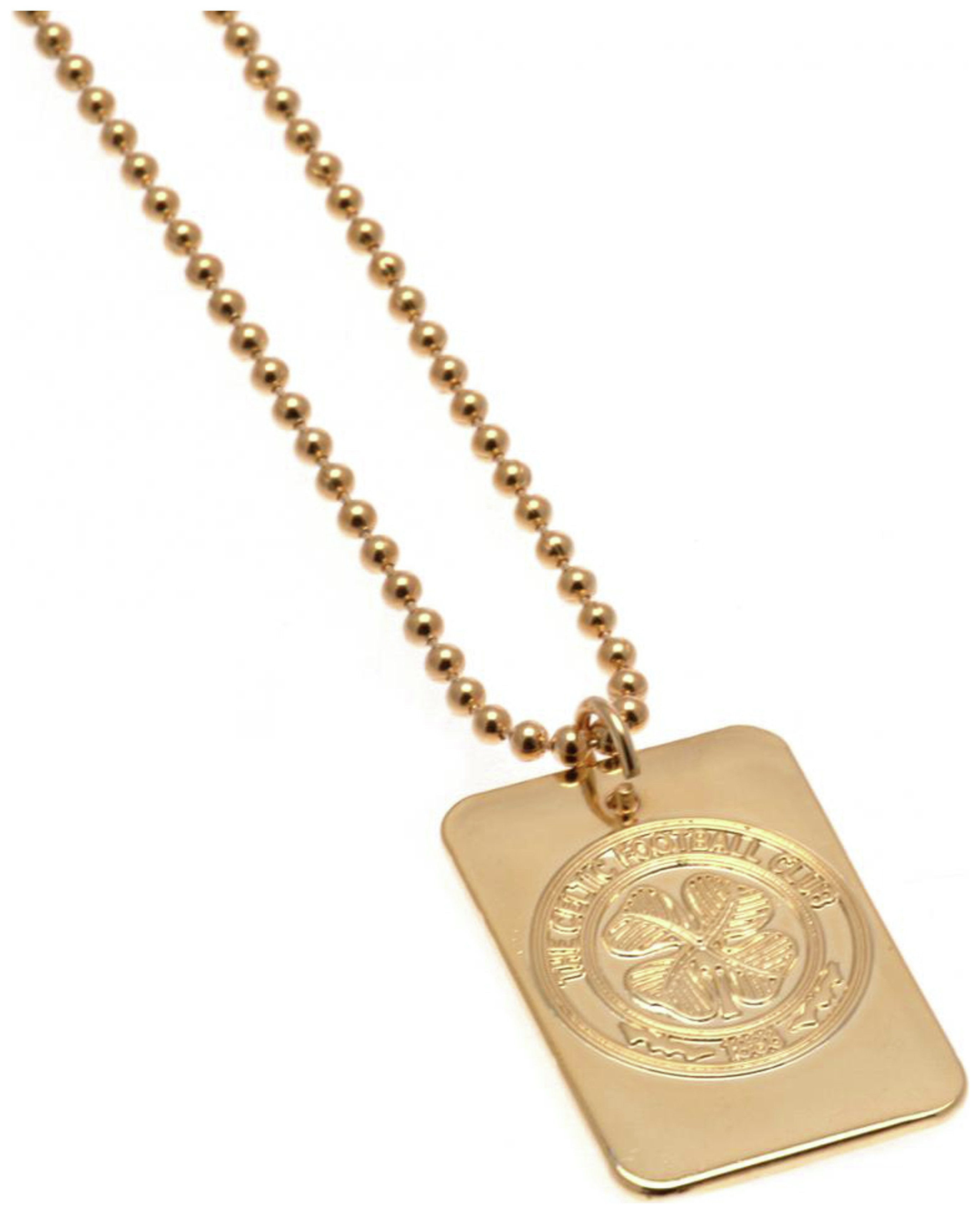 Gold Plated Celtic Dog Tag & Ball Chain.