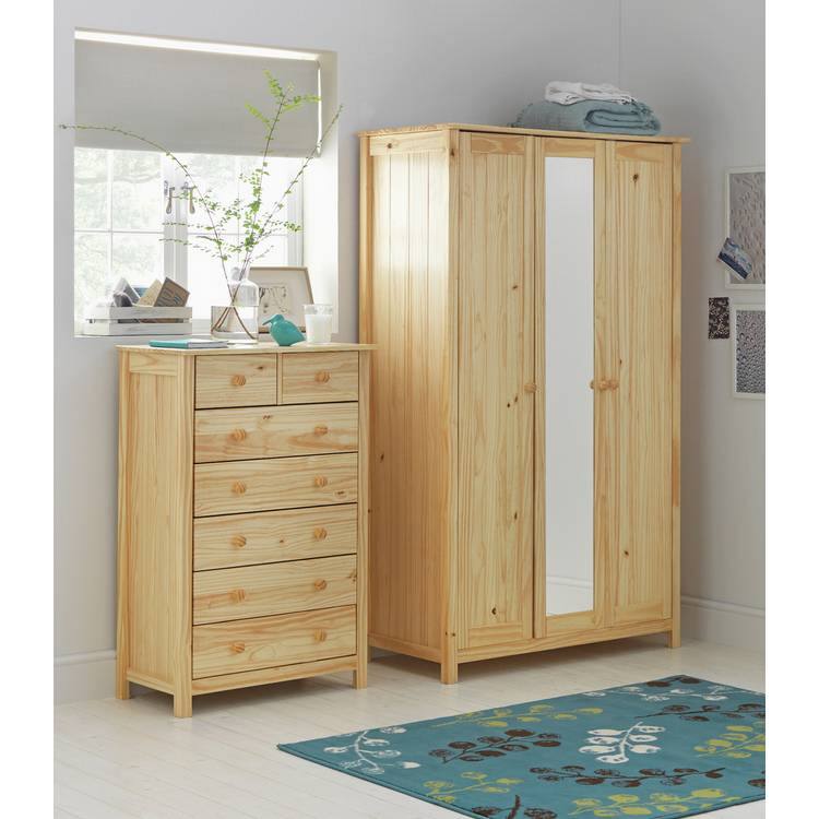 Argos Home New Scandinavia 3 Door Mirrored Wardrobe - Pine 0