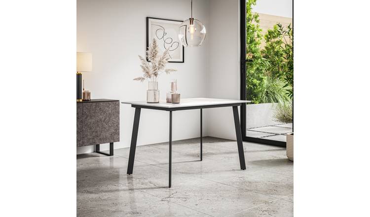 Furniture Online Haydon Black Legs 4-6 Seater Dining Table - Black And White