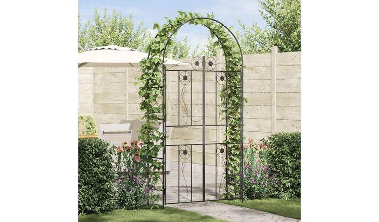 Walplus Garden Arch Plain - Black - 115 x 37 x 226 cm