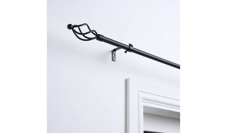 OHS 16mm Twist Extendable Curtain Pole 120-220cm - Black