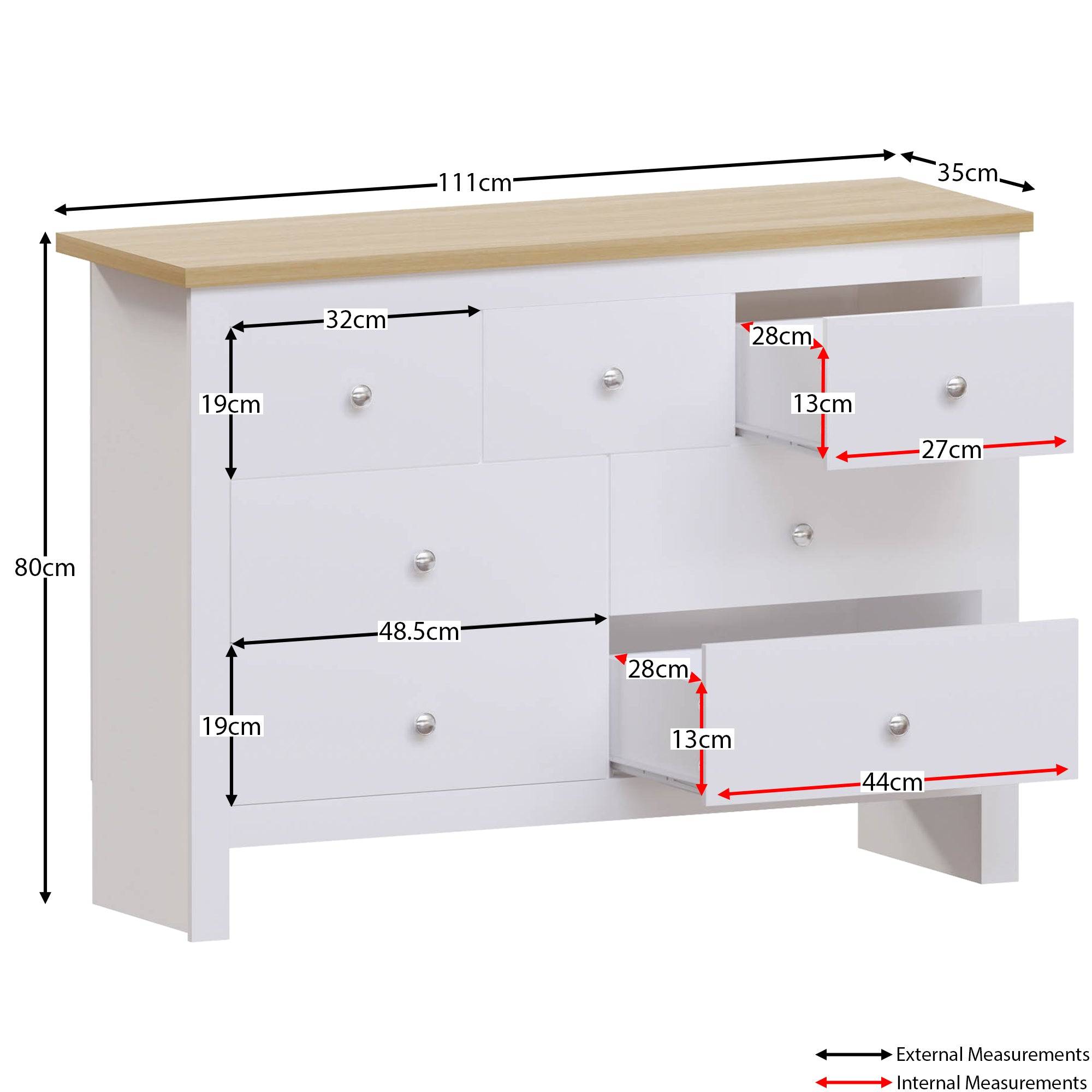 Vida Designs Arlington 4+3 Drawer Chest - White - Image 6