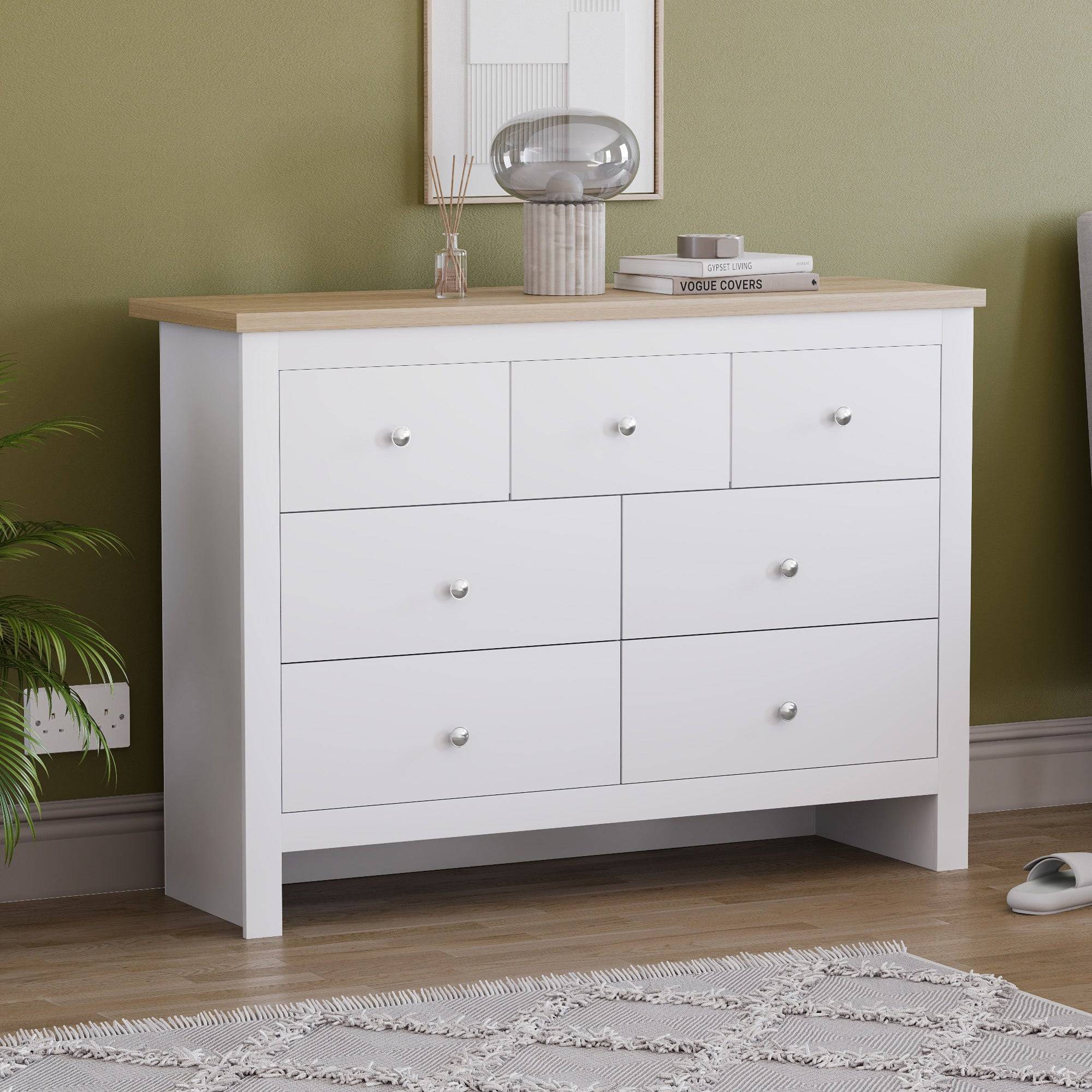 Vida Designs Arlington 4+3 Drawer Chest - White - Image 1