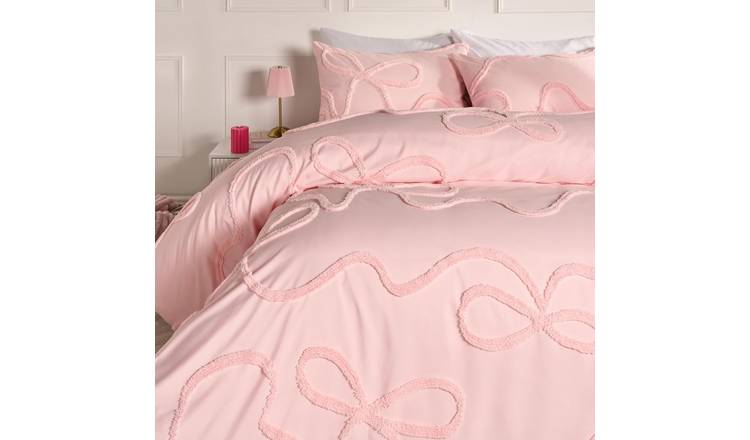 OHS Tufted Bow Bedding Set Duvet Cover Set Pink - Double