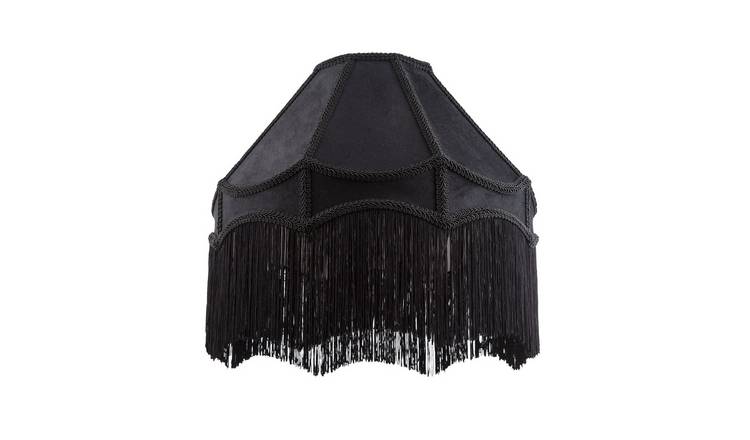 Happy Homewares Victorian Empire in Jet Black with Tassels Lampshade - 40cm
