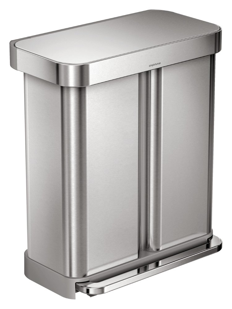 simplehuman 58 Litre Recycler Bin - Stainless Steel