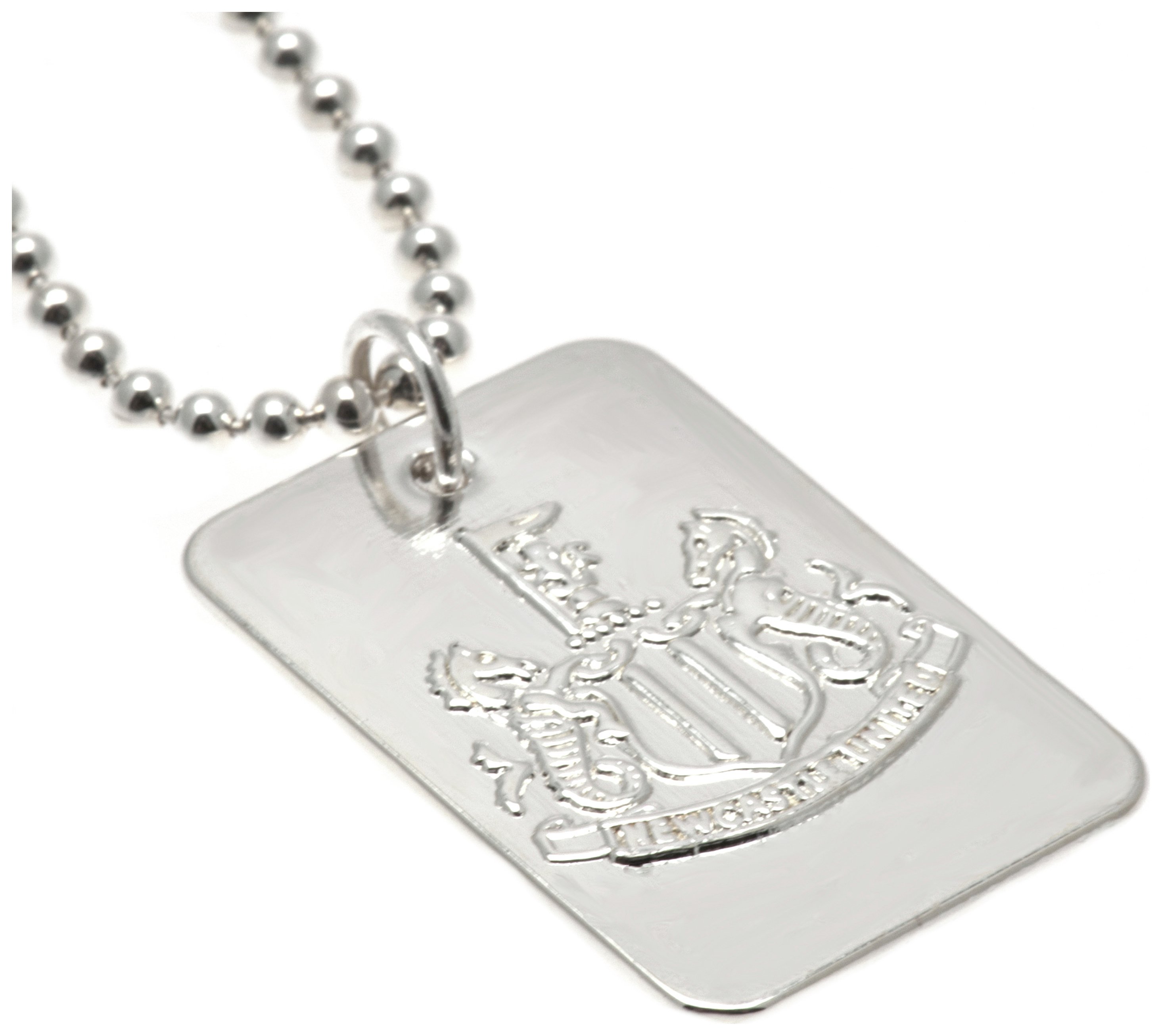 Silver Plated Newcastle United Dog Tag & Ball Chain