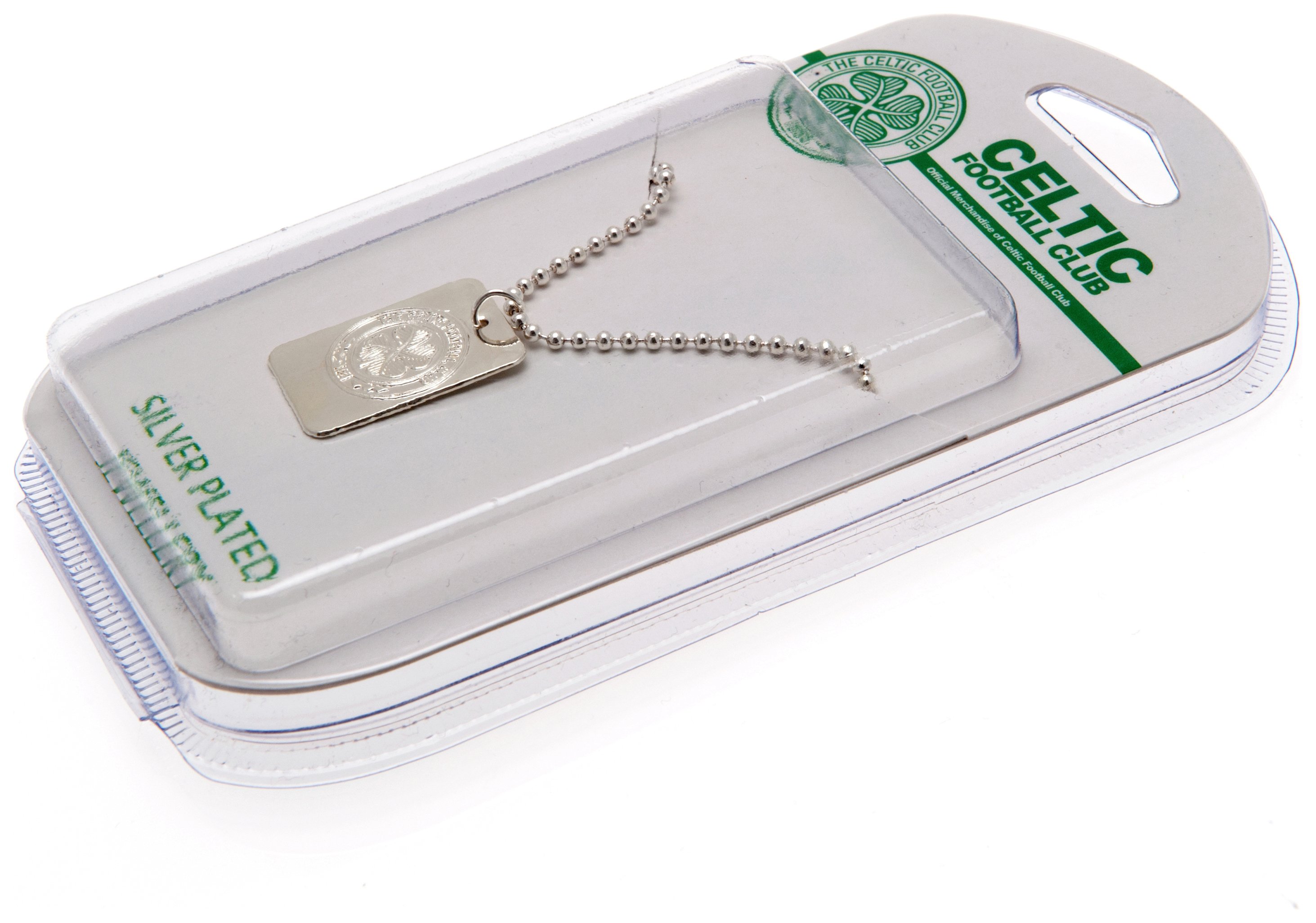 Silver Plated Celtic FC Dog Tag & Ball Chain. Review