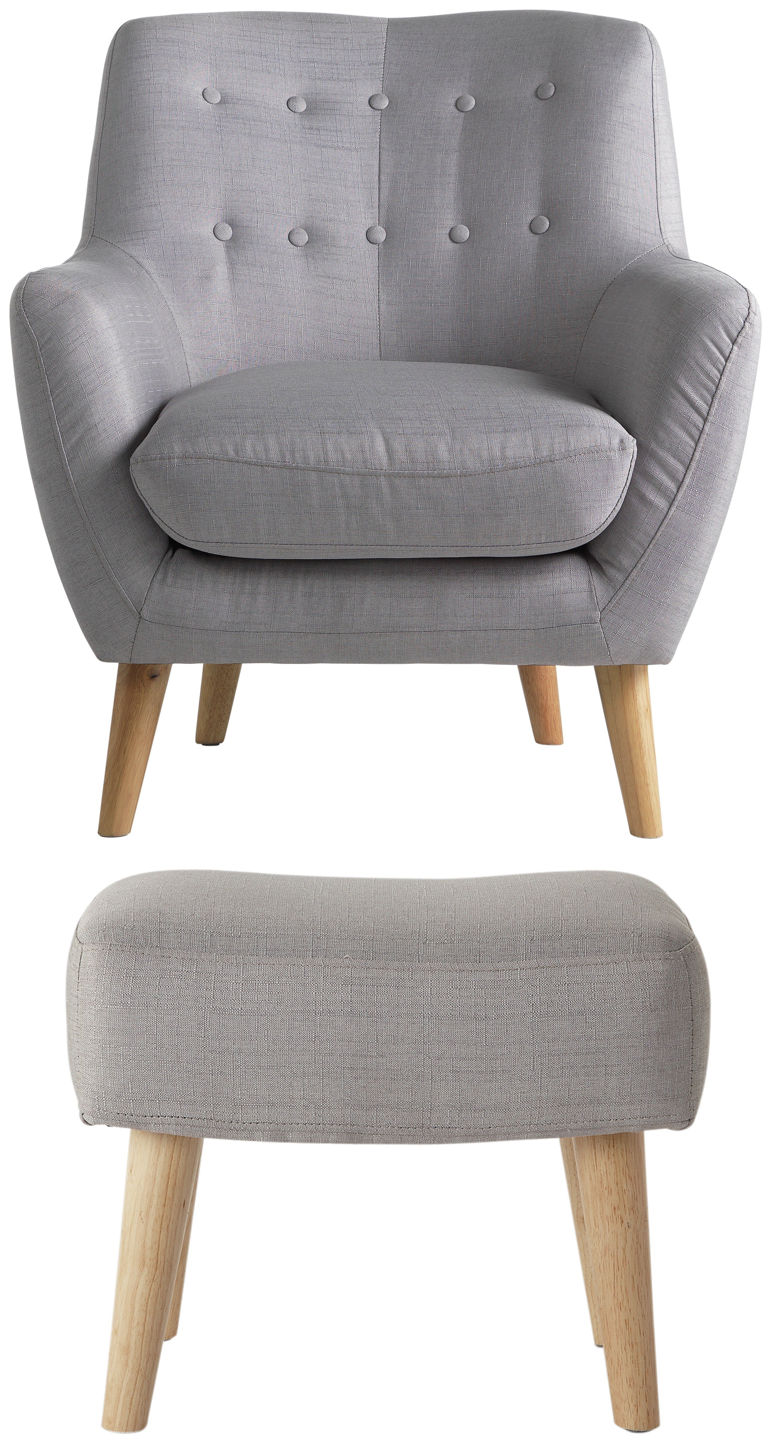 Argos Home Otis Fabric Accent Chair & Footstool - Light Grey (5714346