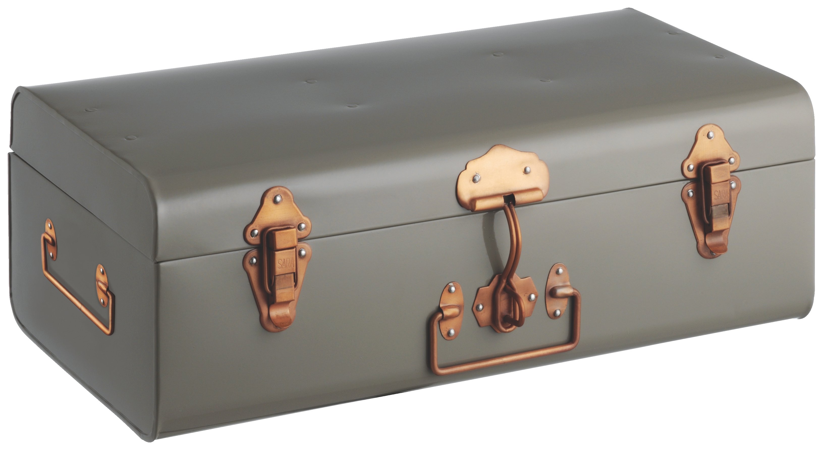 Habitat Small Trunk with Copper Clasps - Grey