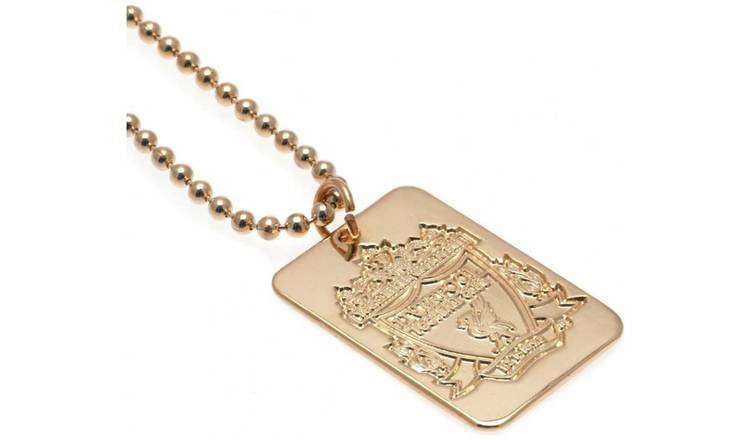 Gold Plated Liverpool Dog Tag & Ball Chain.