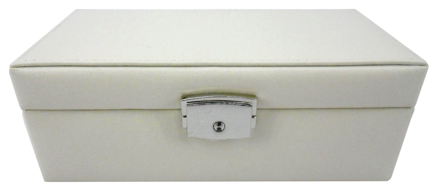 Cream Faux Leather Jewellery Box with Lock