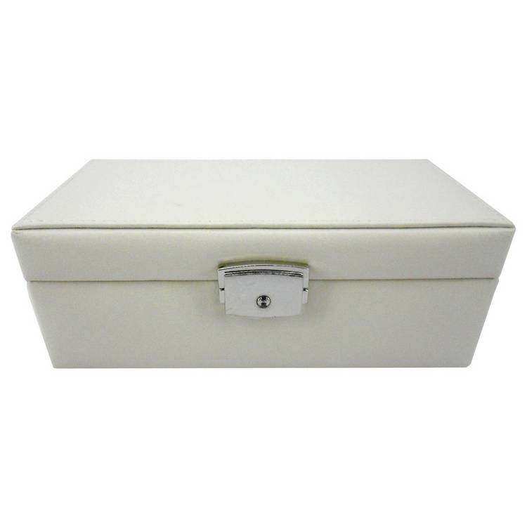 Cream Faux Leather Jewellery Box with Lock 0