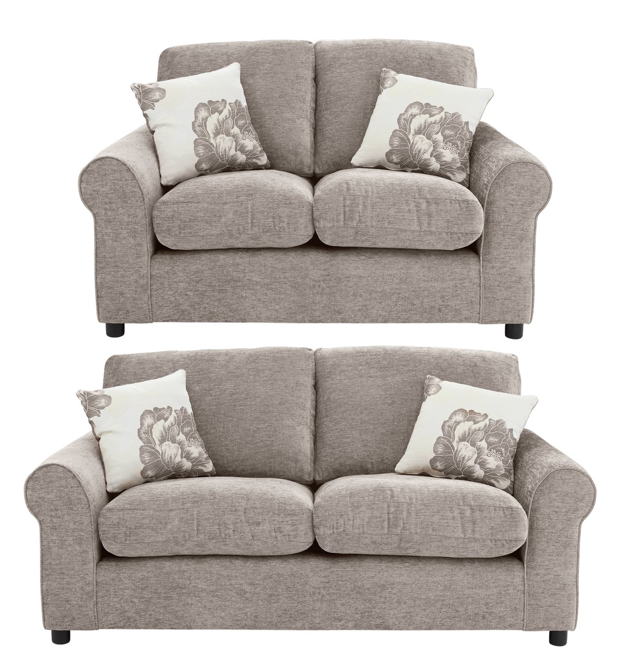 Argos Home Tessa Fabric 3 Seat & Compact 3 Seat Sofa - Mink