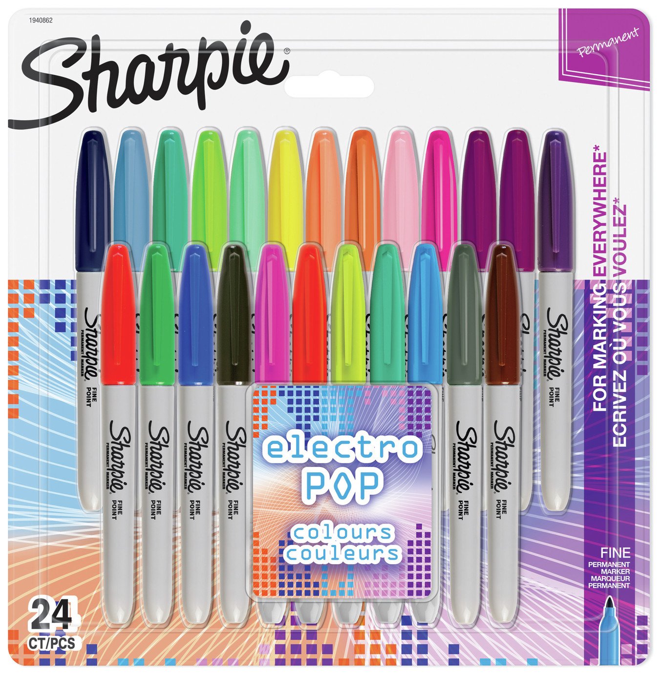 Sharpie 24 Pack of Electro Pop Permanent Markers