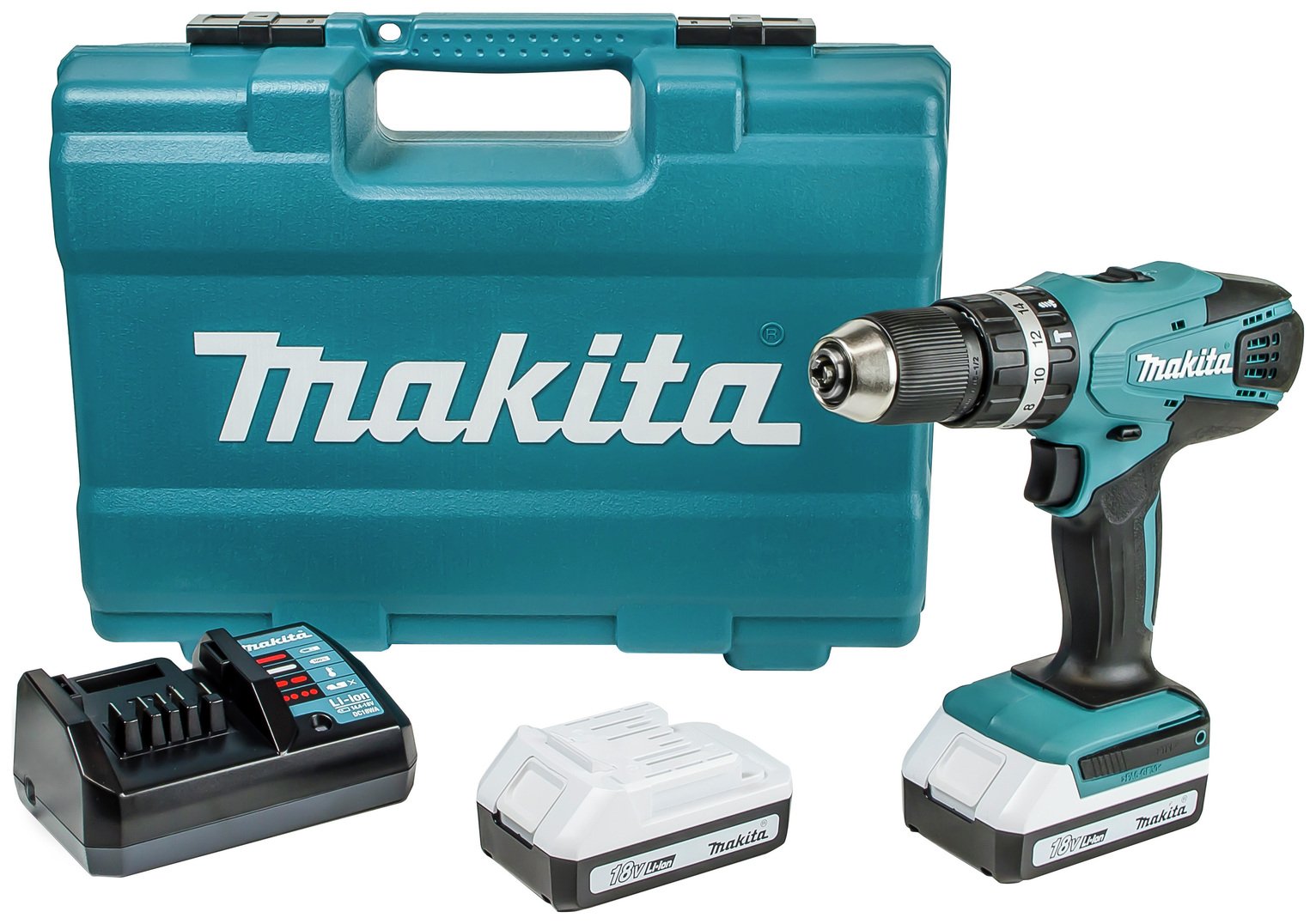 Makita G-Series Cordless Combi Drill 74Pc Set - 18V