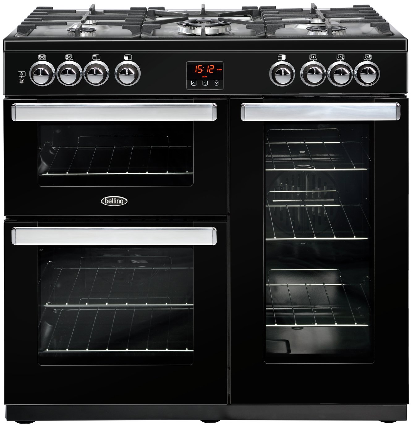 Belling Cookcentre 90DFT 90cm Dual Fuel Range Cooker - Black