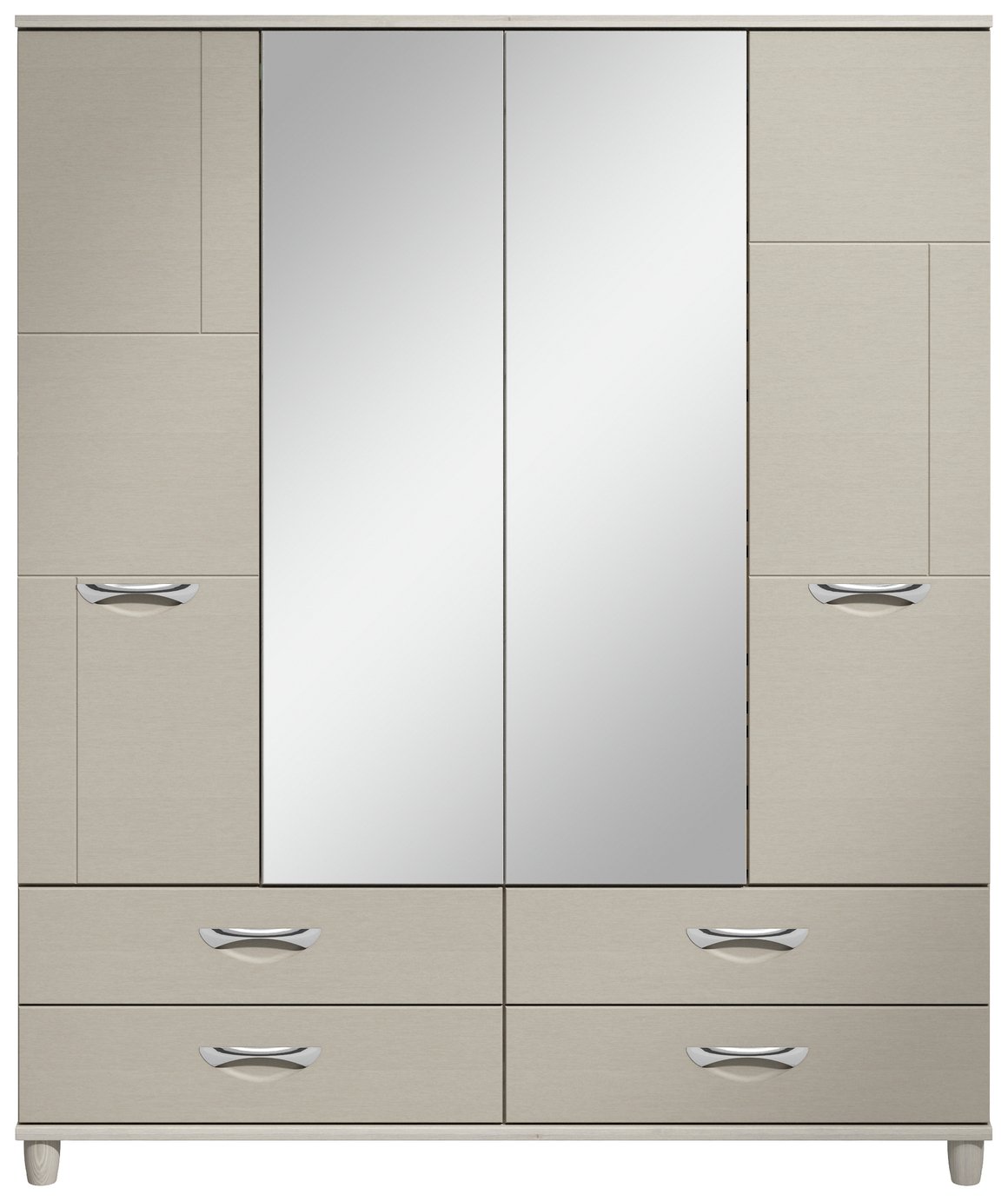 Myra 4 Door 4 Drawer Mirrored Wardrobe - Elm Effect