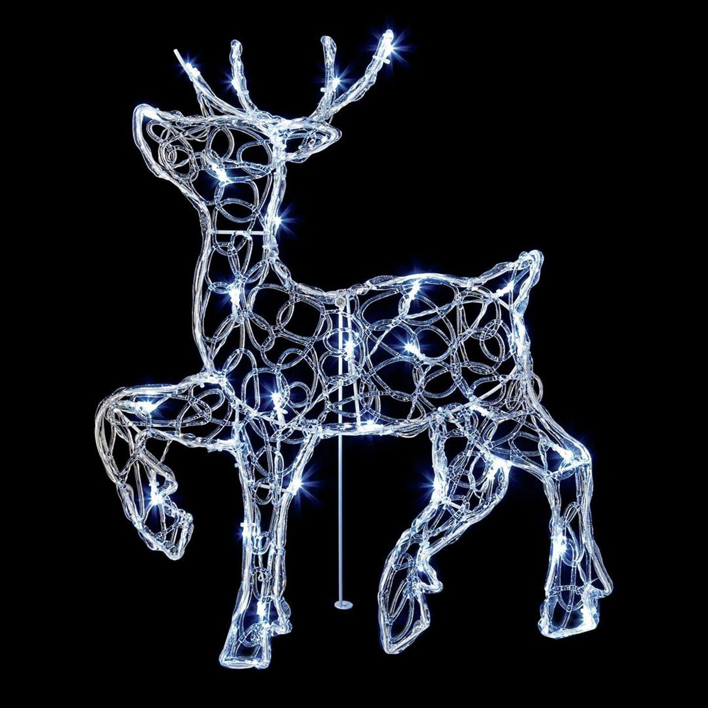 Premier Decorations Acrylic Standing LED Reindeer - White.