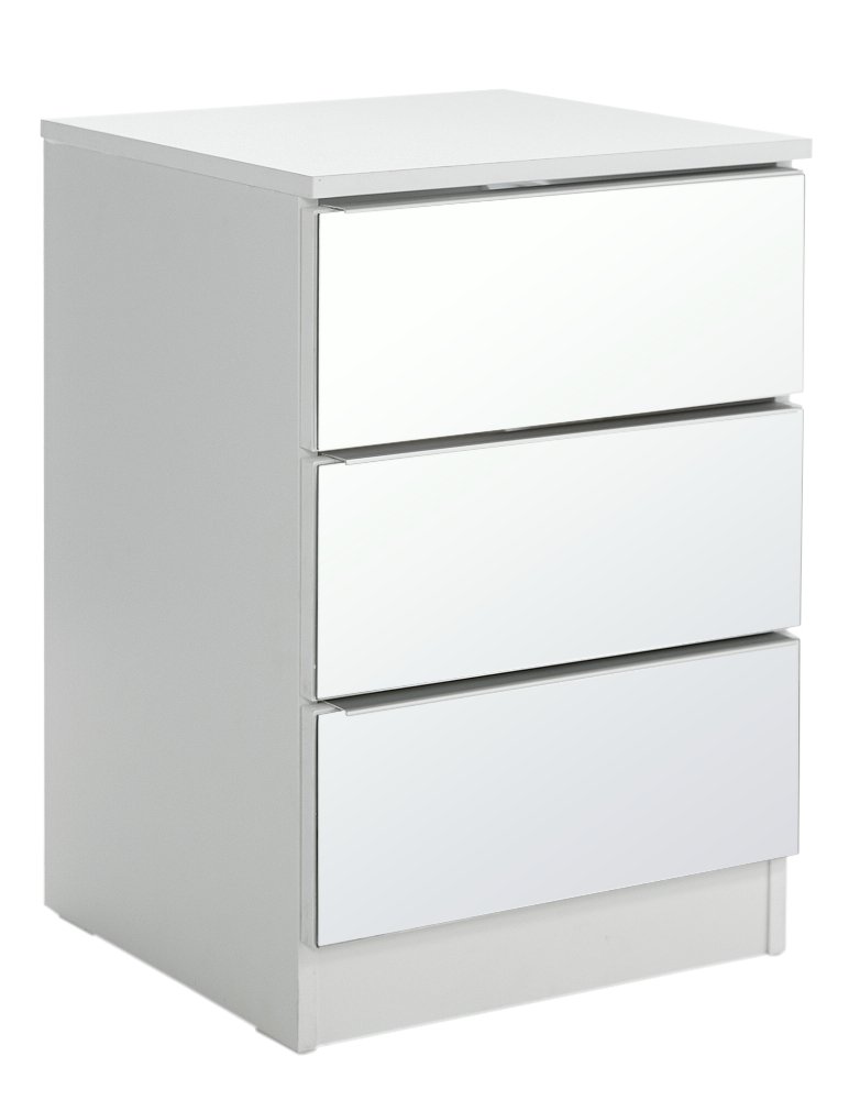 Argos Home Sandon 3 Drawer Bedside Table - White & Mirrored