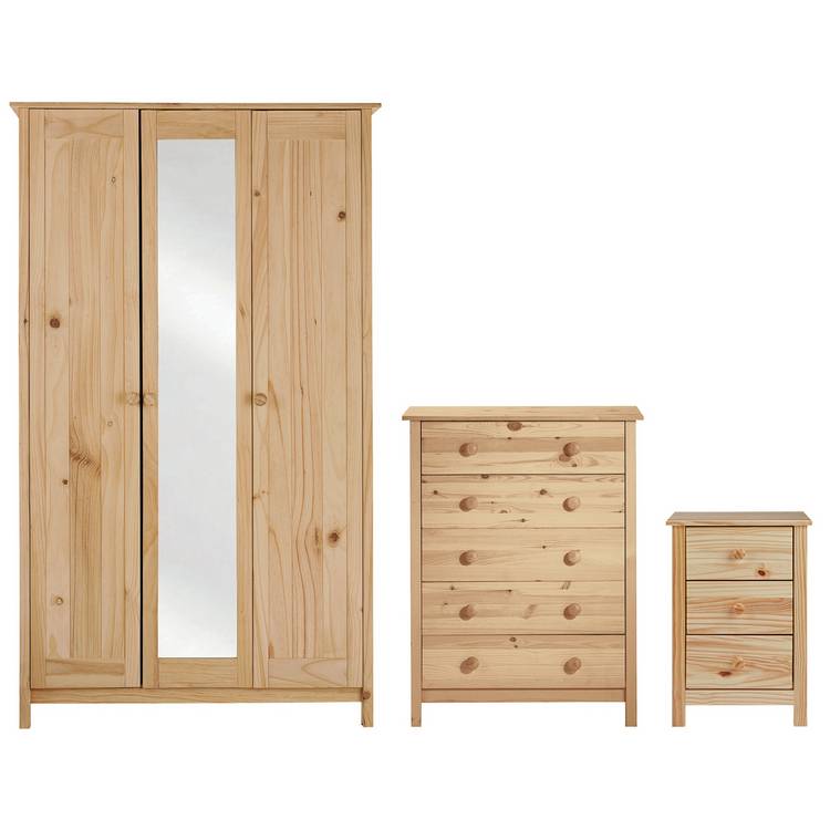Argos Home Scandinavia 3 Piece 3 Door Wardrobe Set - Pine 0
