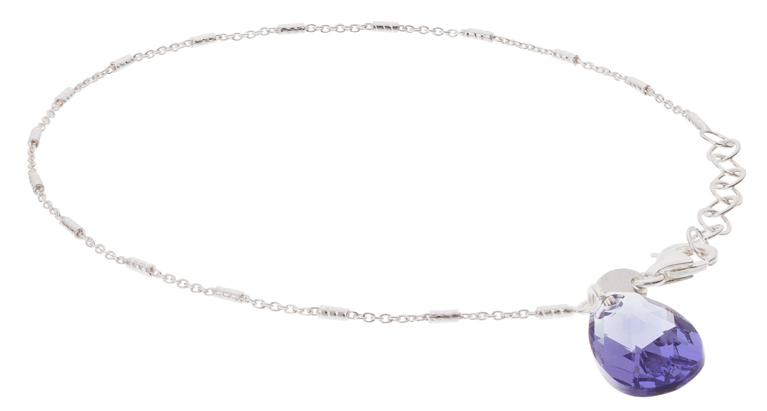 Davvero Silver Tanzanite Colour Crystal Charm Bracelet